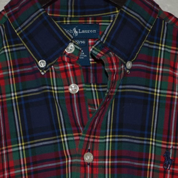 Boys Sz M Ralph Lauren Polo Plaid L/S Shirt - Picture 6 of 13